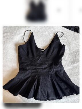 Zara Black Sleeveless Peplum Top